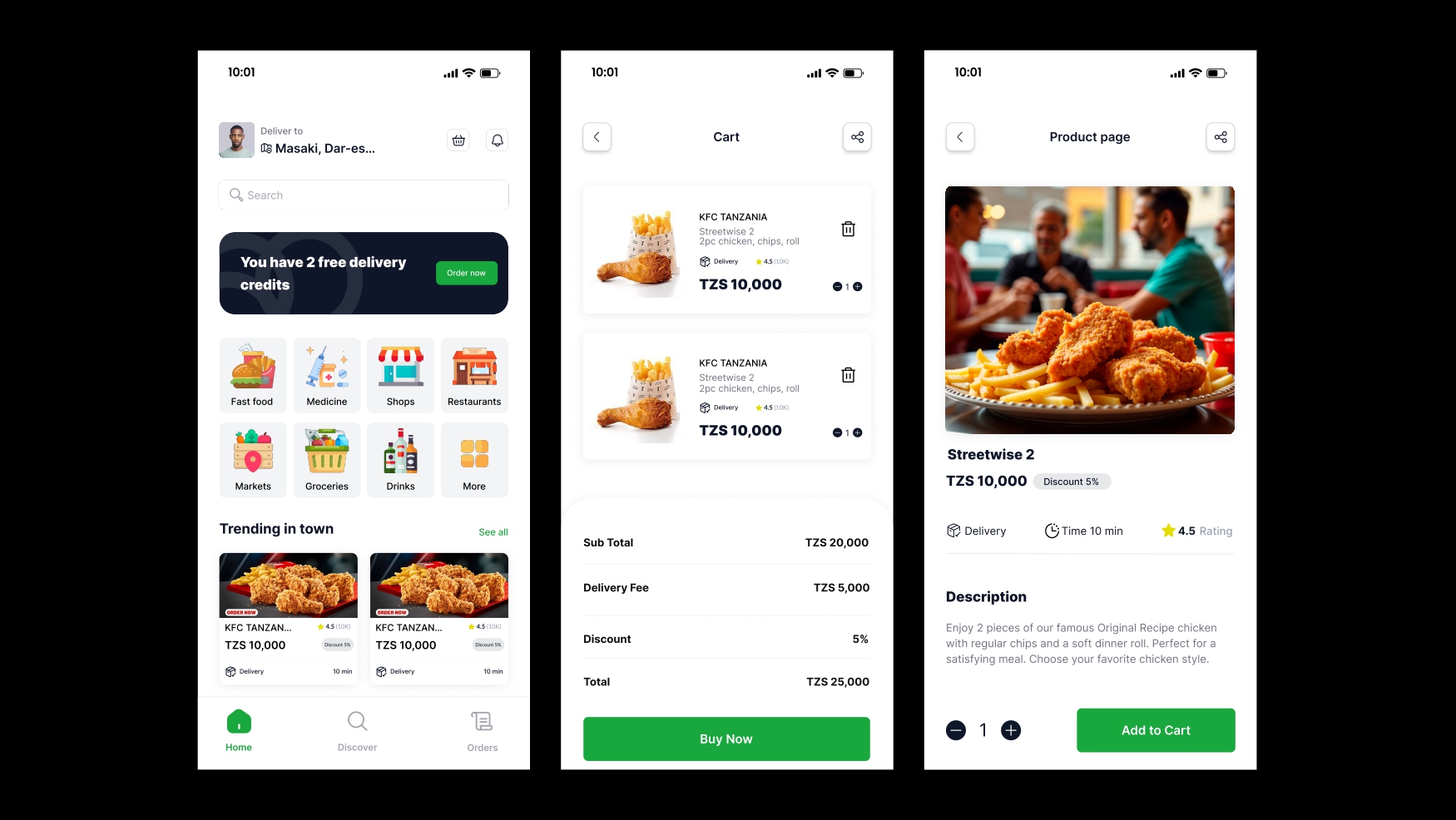 Shopon home, cart, and product screens