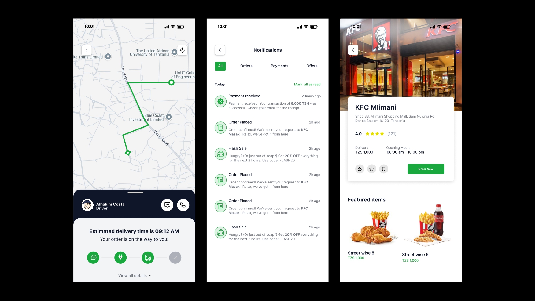 Shopon order tracking, notifications, and restaurant page